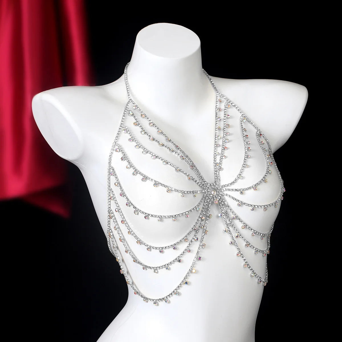 Rhinestone Web Body Chain