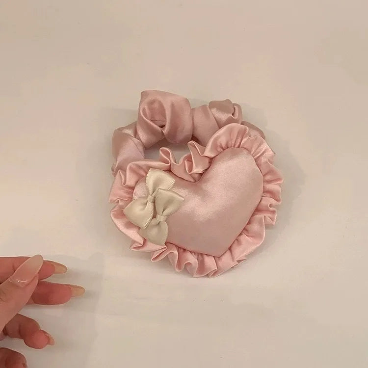 Sweetheart Heart Bow Pillow Hair Tie