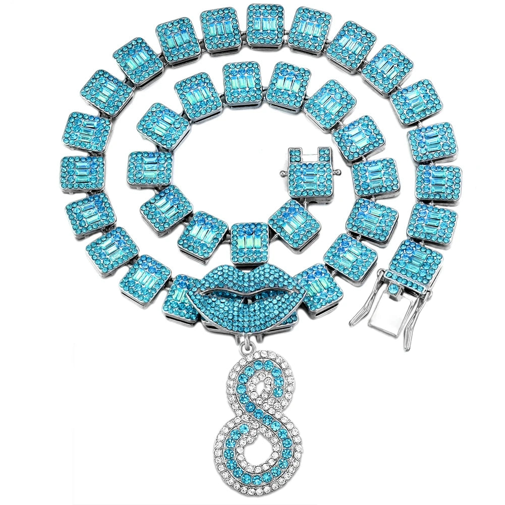 Ice Blue Cursive Initial Crystal Letter Necklace