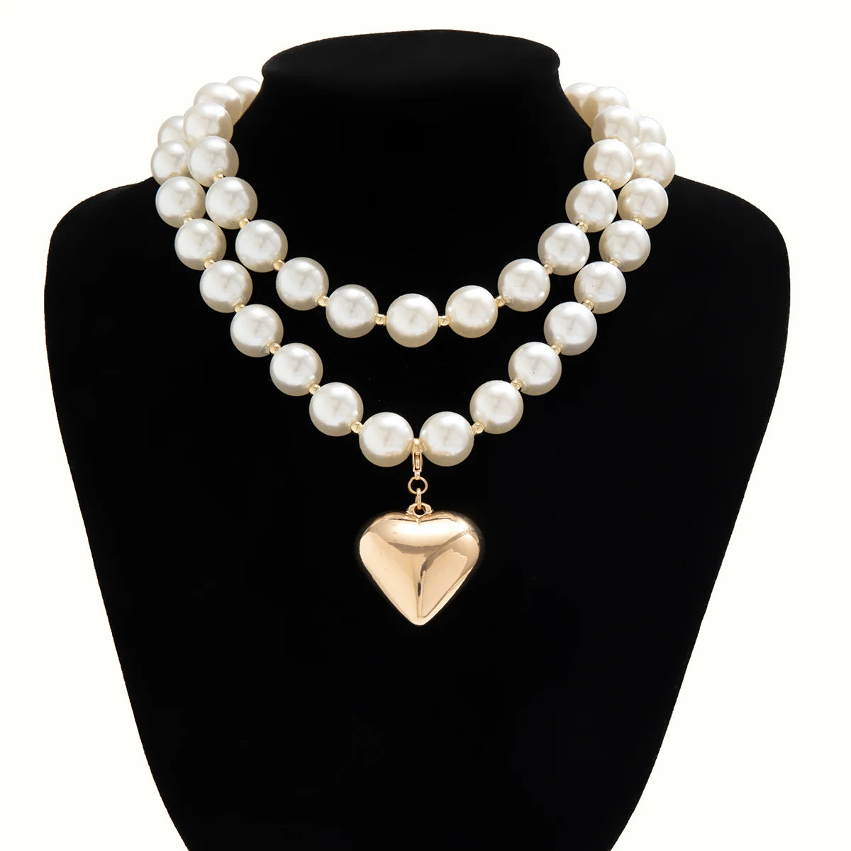 Heart Pendant Pearl Necklace