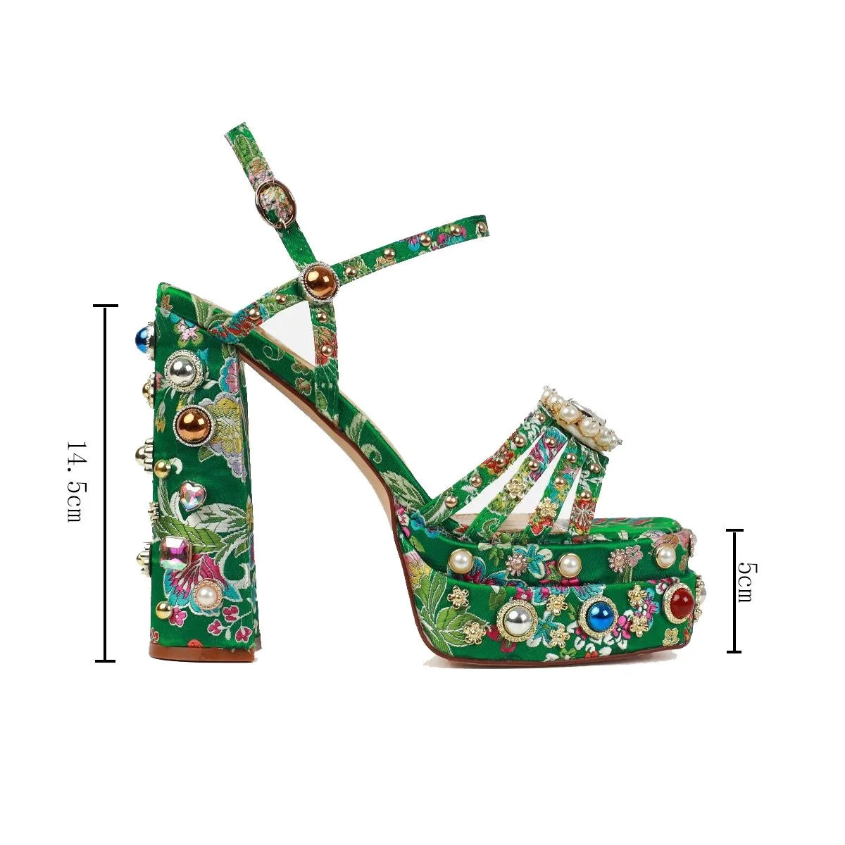 Rhinestone Open Toe Platform Sandals