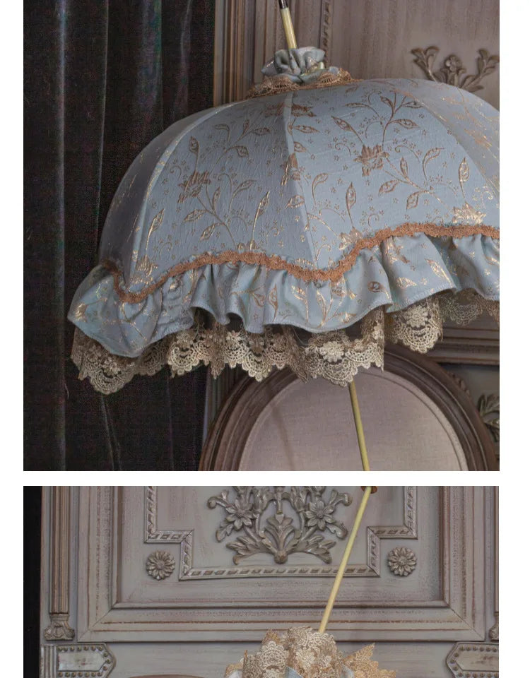 Homemade Satin Lace Long Handle Umbrella