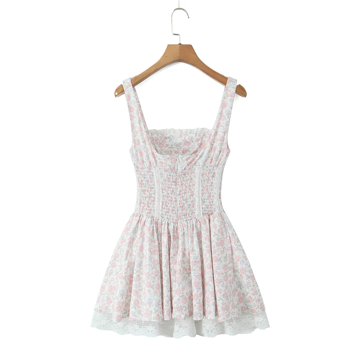 Floral Lace Up Front Dress