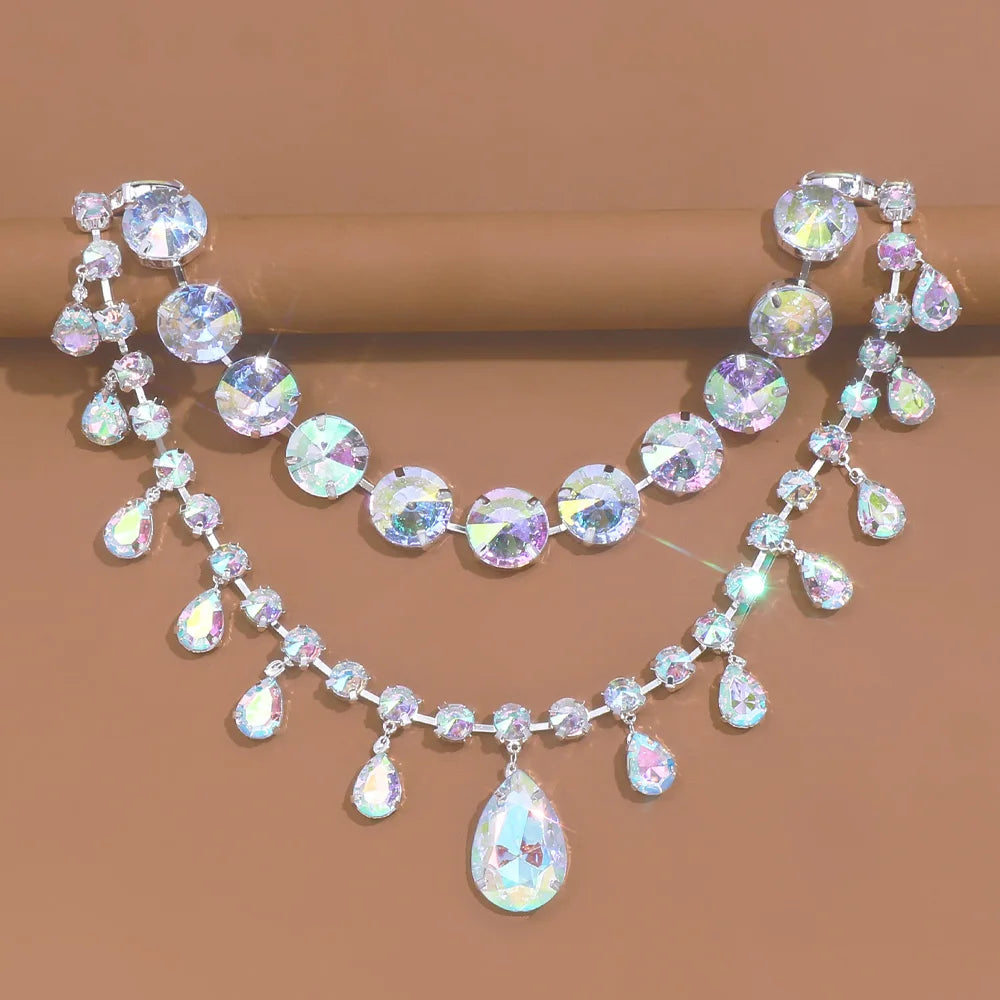 Crystal Water Drop Statement Choker Necklace