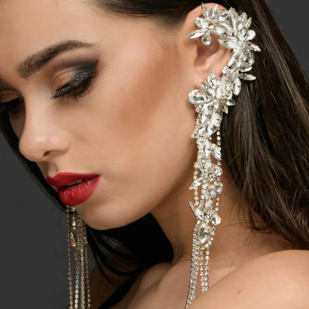 Rhinestone Fringe Ear Cuff