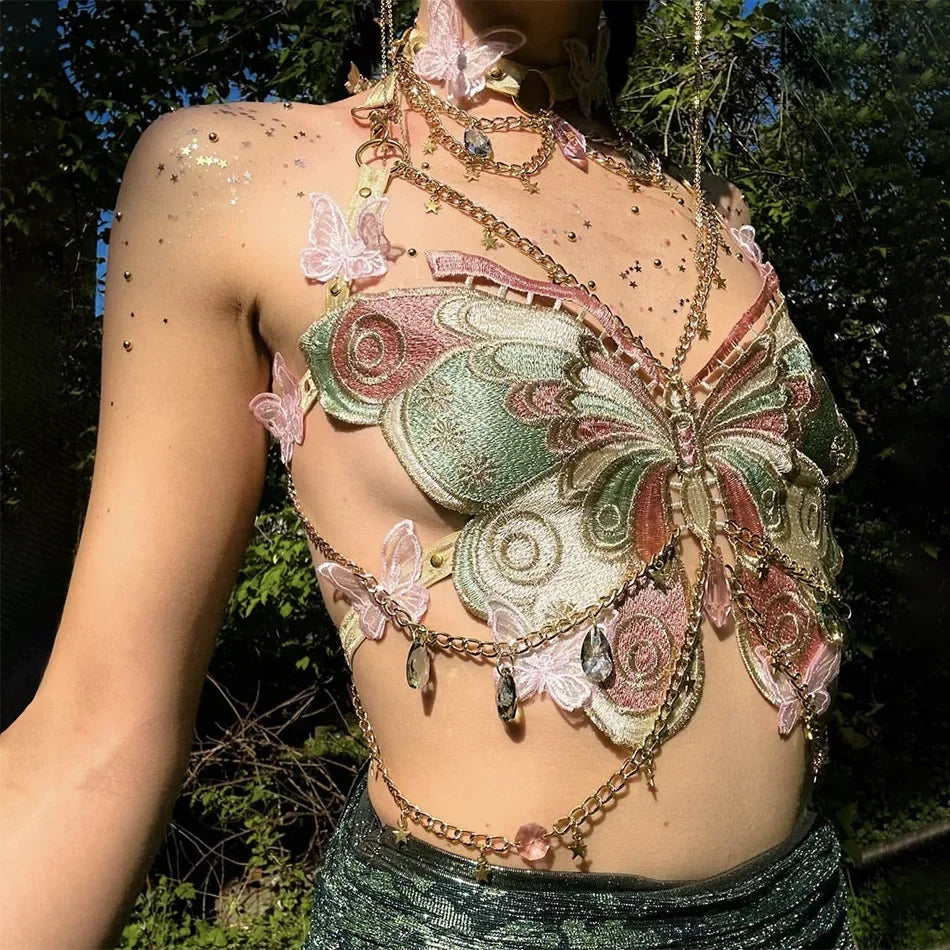 Embroidery Butterfly Top