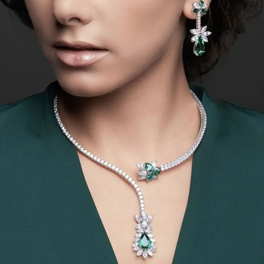 Emerald Crystal Cuff Collar Necklace
