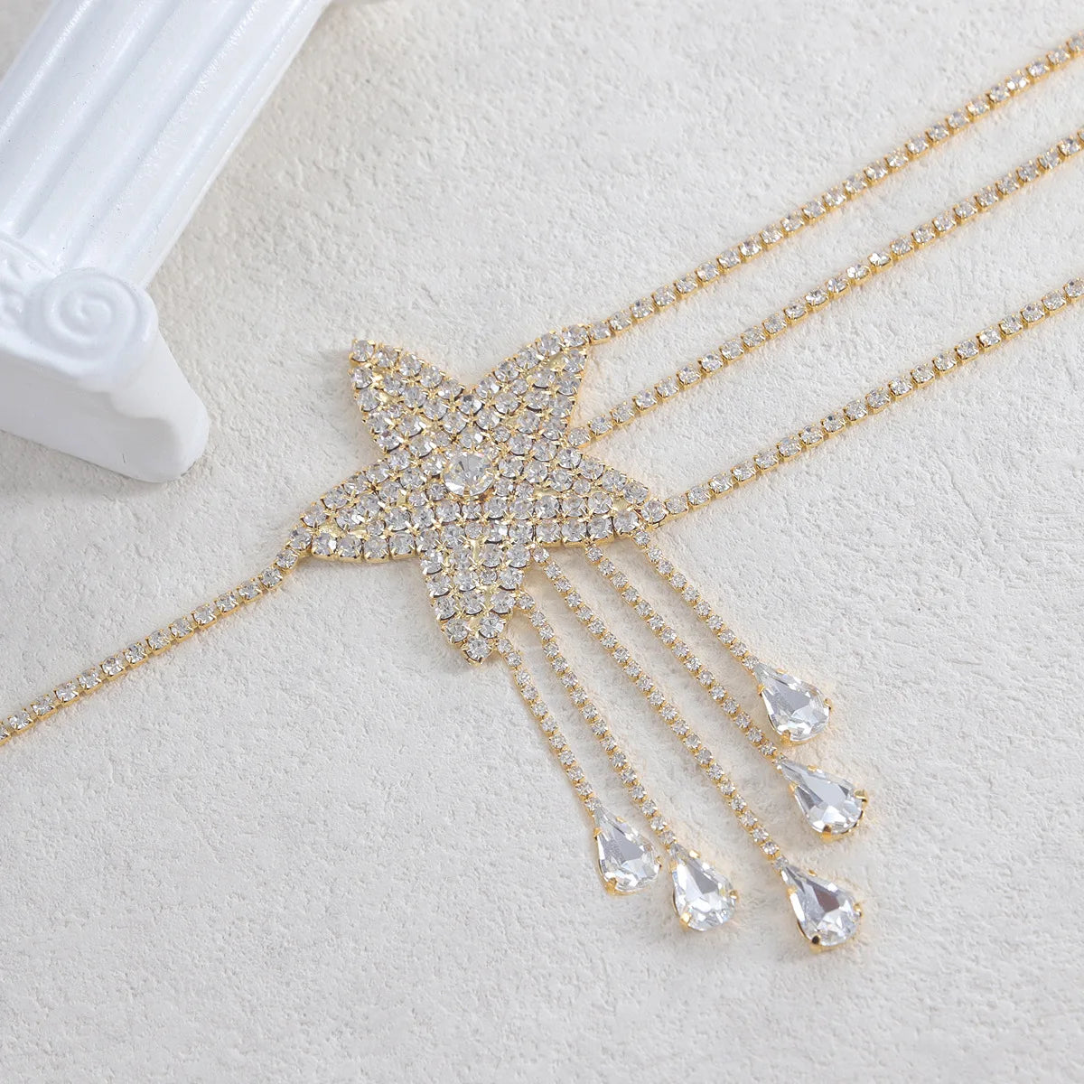 Star Rhinestone Fringe Waist Chain