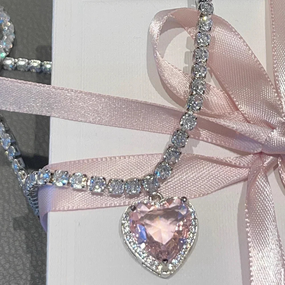 Pink Heart Pendant Necklace