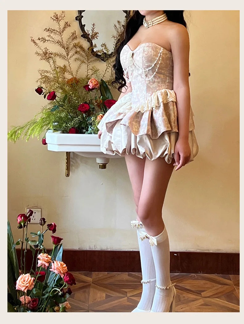 Jacquard Strapless Corset Dress