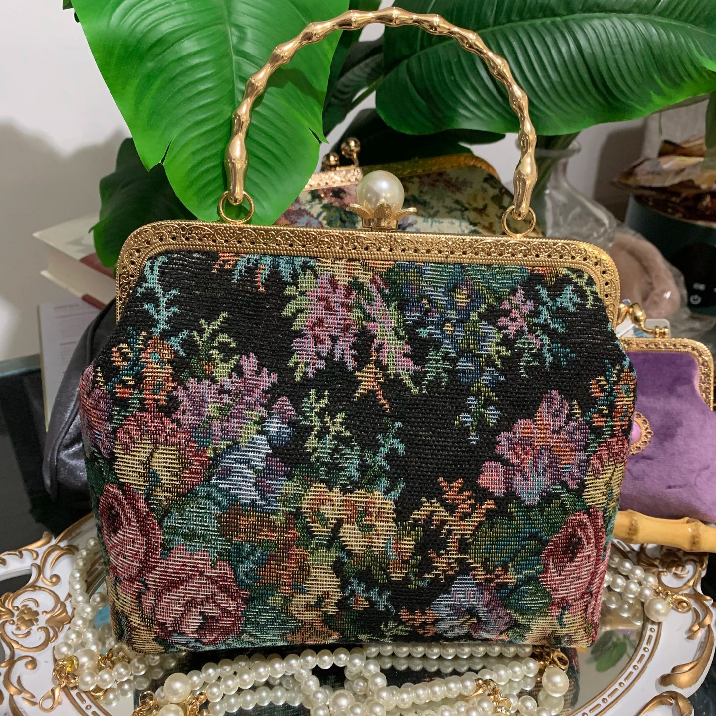 Baroque Floral Tapestry Clutch