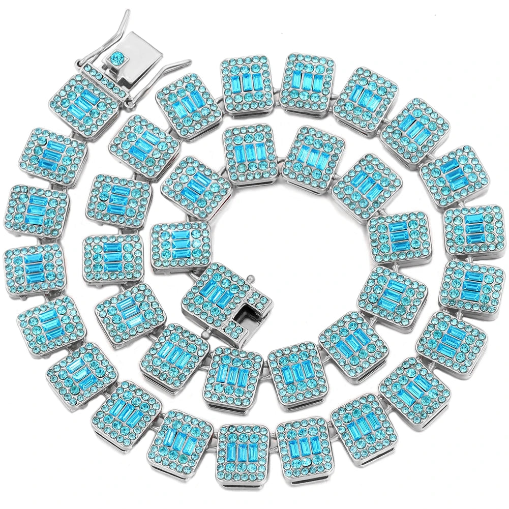 Ice Blue Cursive Initial Crystal Letter Necklace