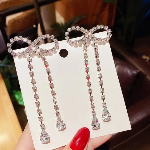 Bowknot Rhinestone Earrings