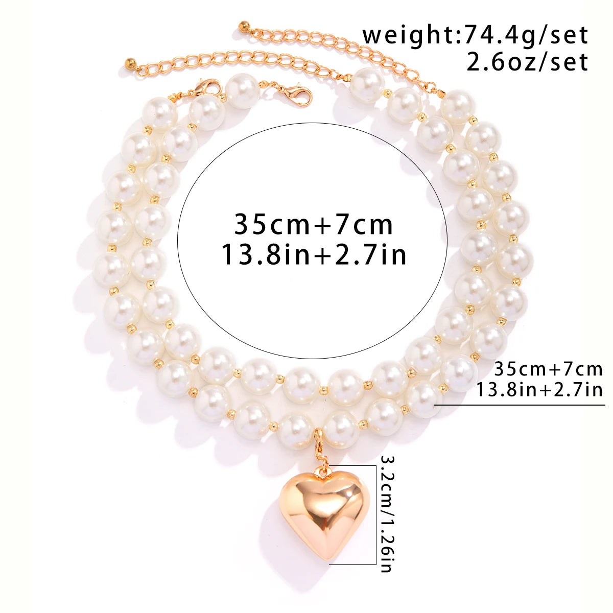 Heart Pendant Pearl Necklace