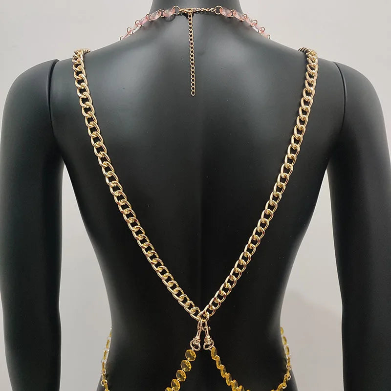 Hollywood Glam Crystal Beaded Body Chain