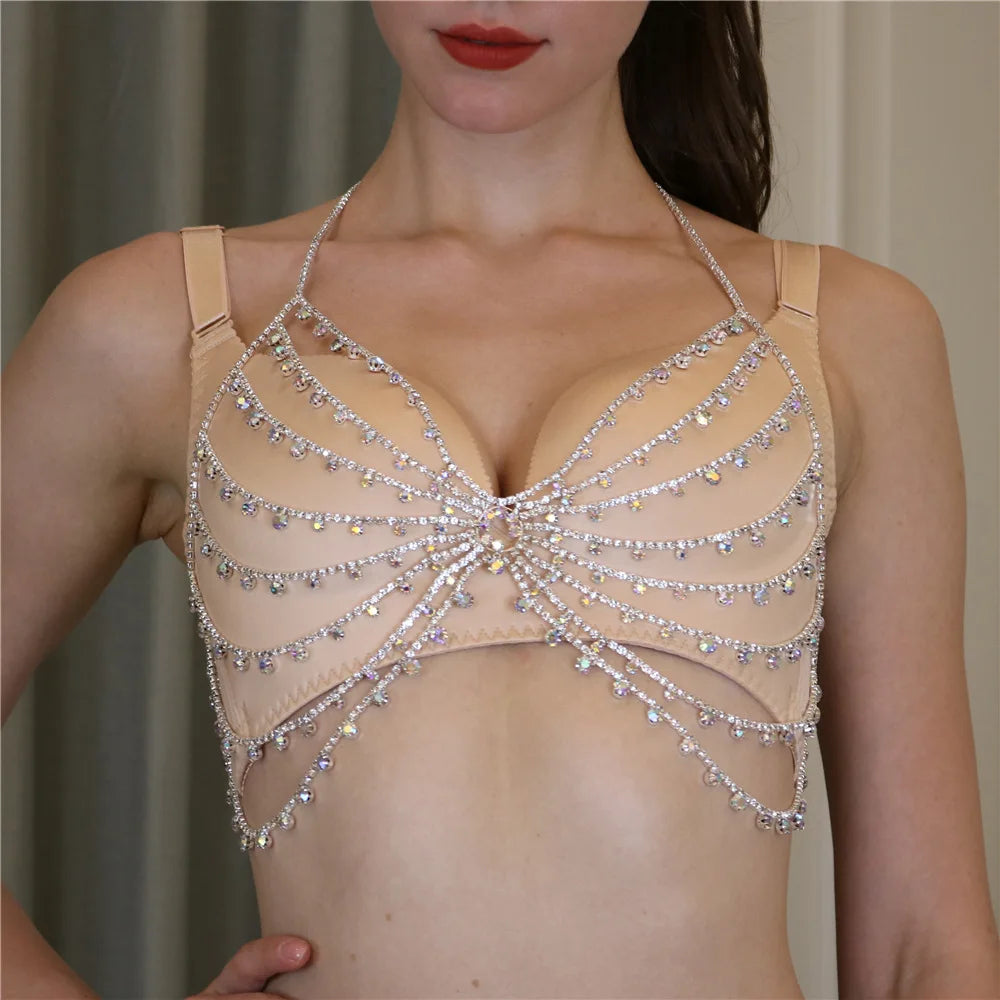 Rhinestone Web Body Chain