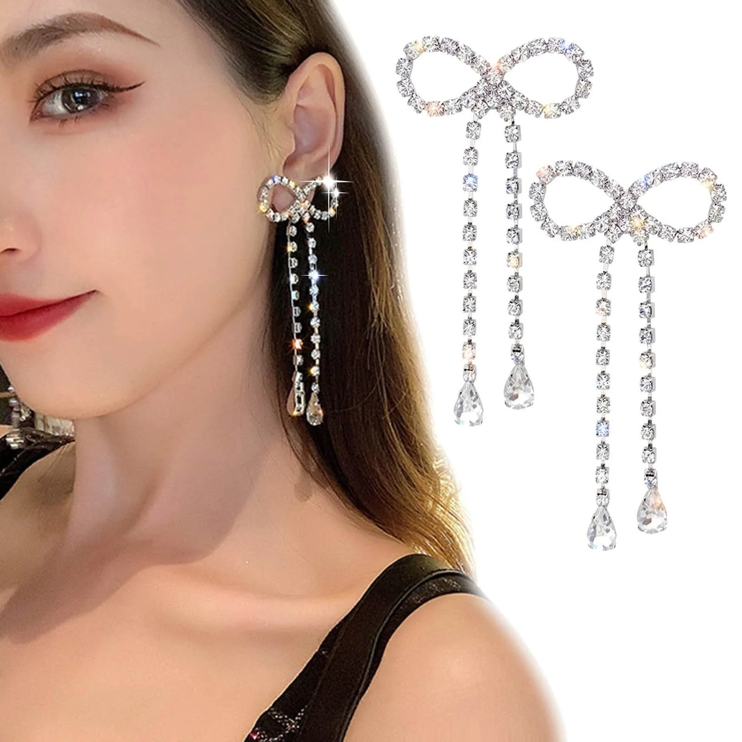 Bowknot Rhinestone Earrings
