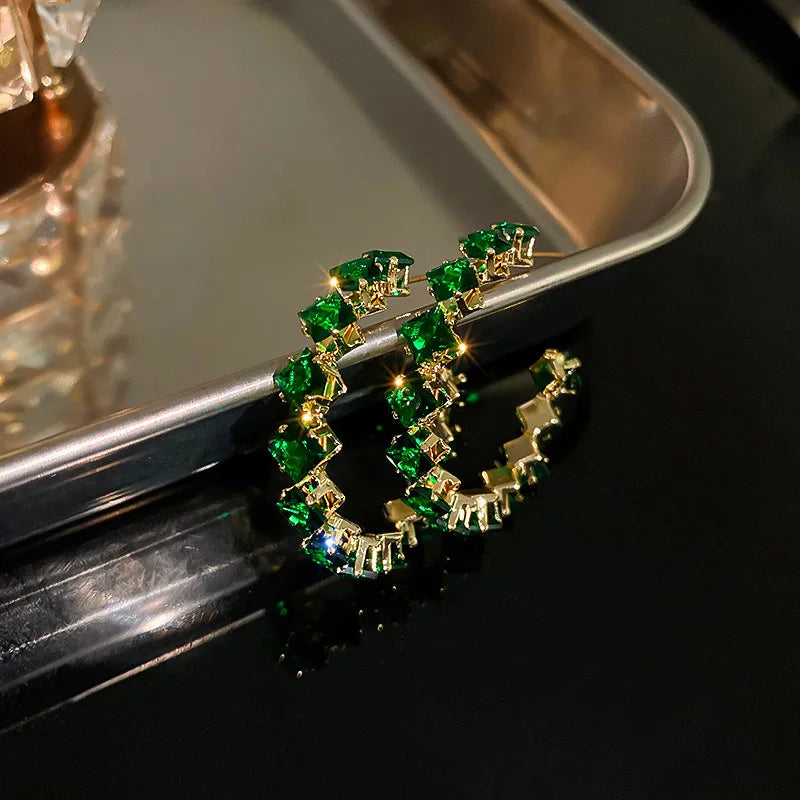 Zircon Crystal Hoop Earrings