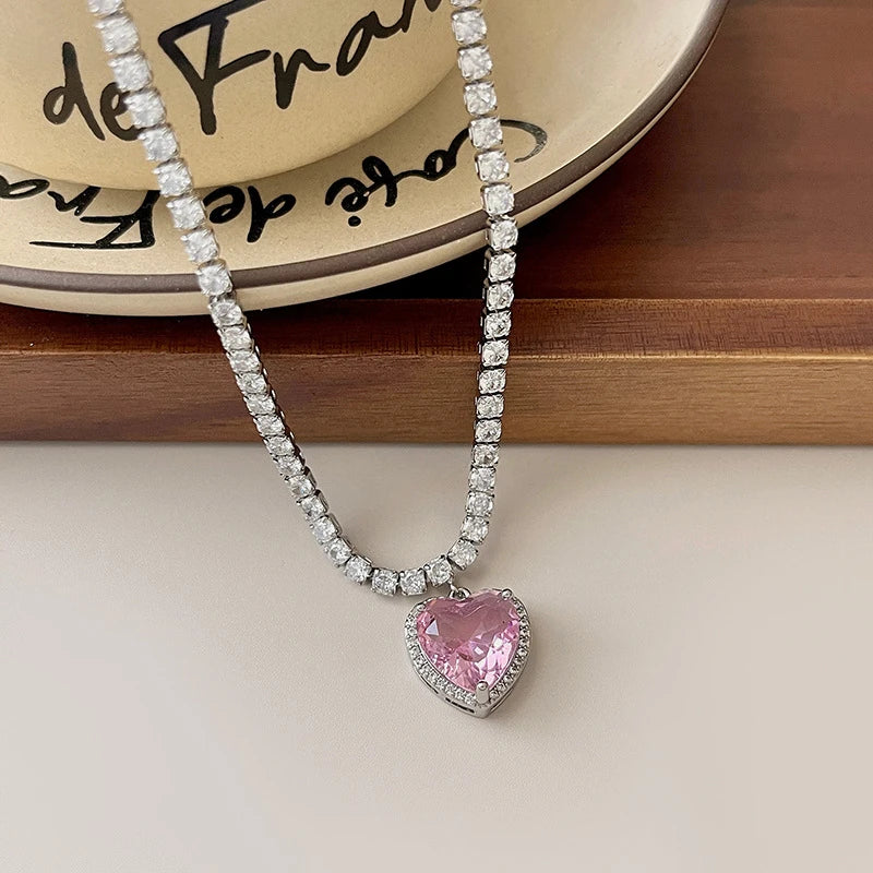 Pink Heart Pendant Necklace