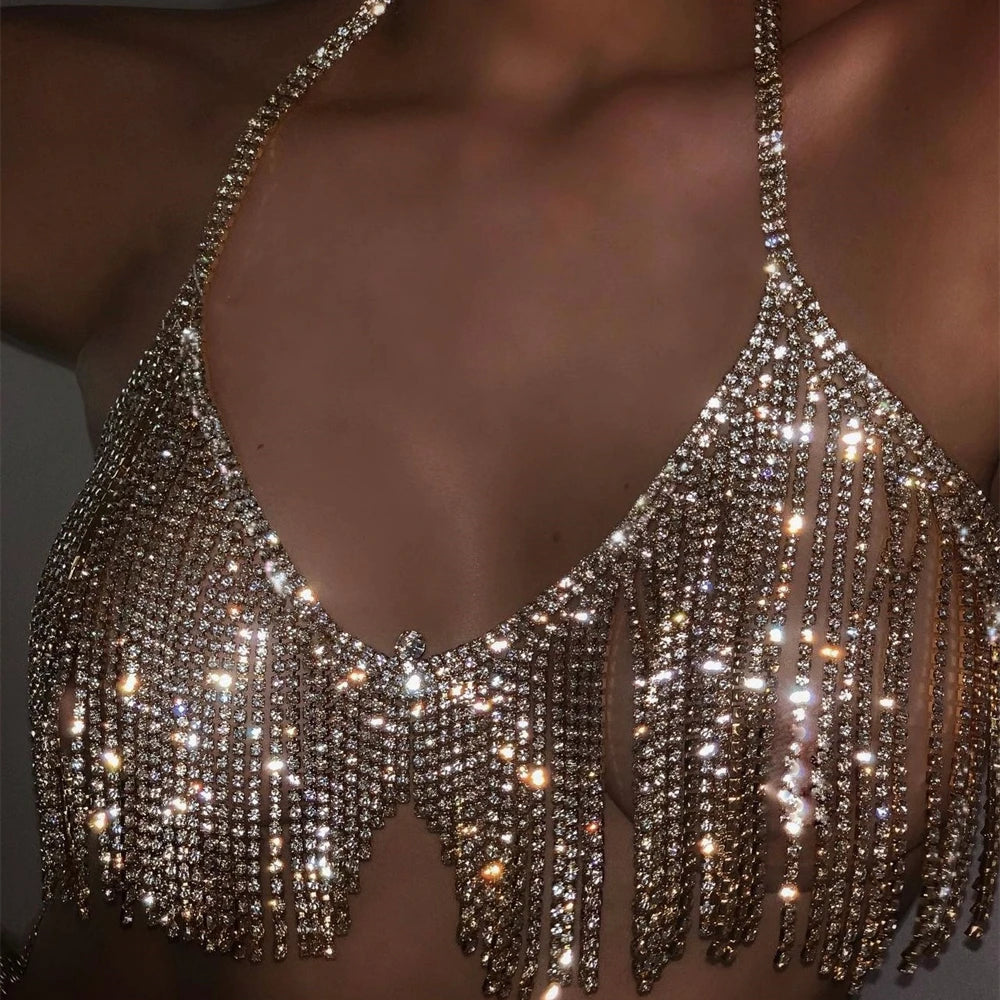 Rhinestone Fringe Body Chain