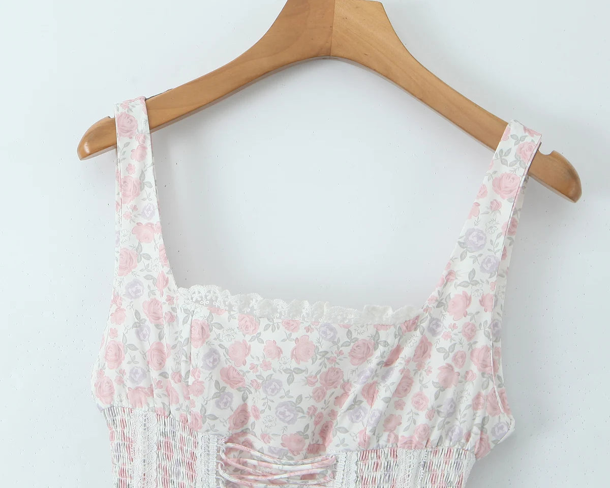 Floral Lace Up Front Dress