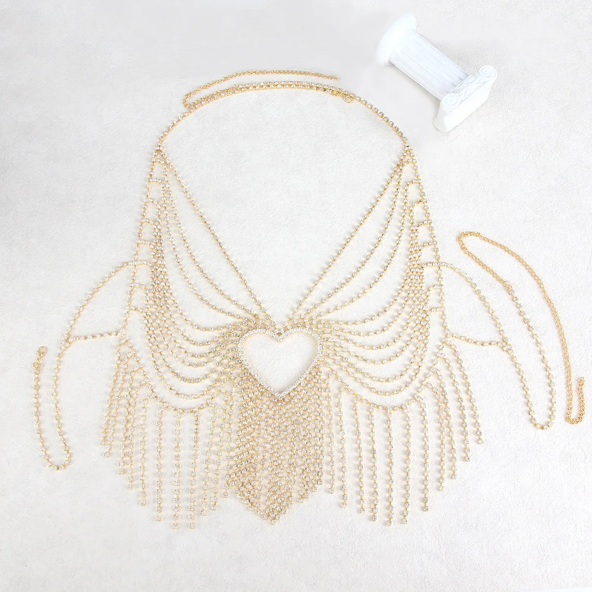 Heart Fringe Rhinestone Body Chain