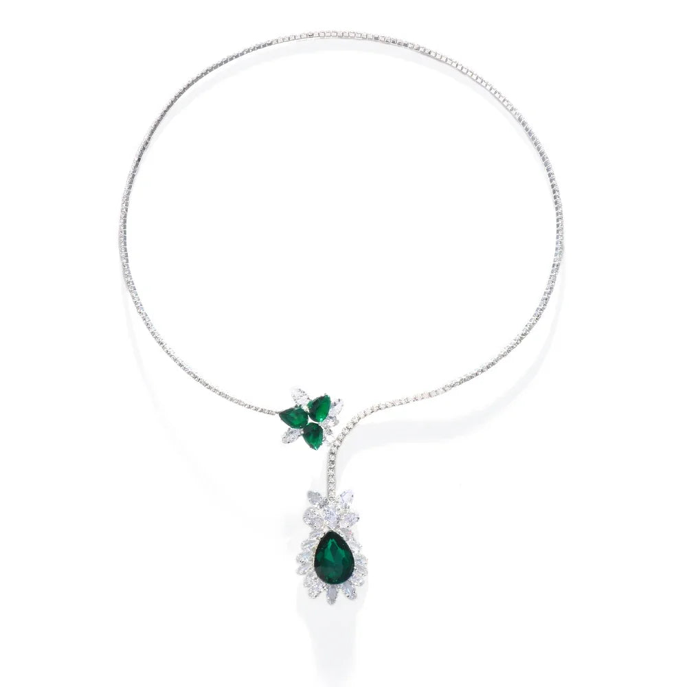 Emerald Crystal Cuff Collar Necklace