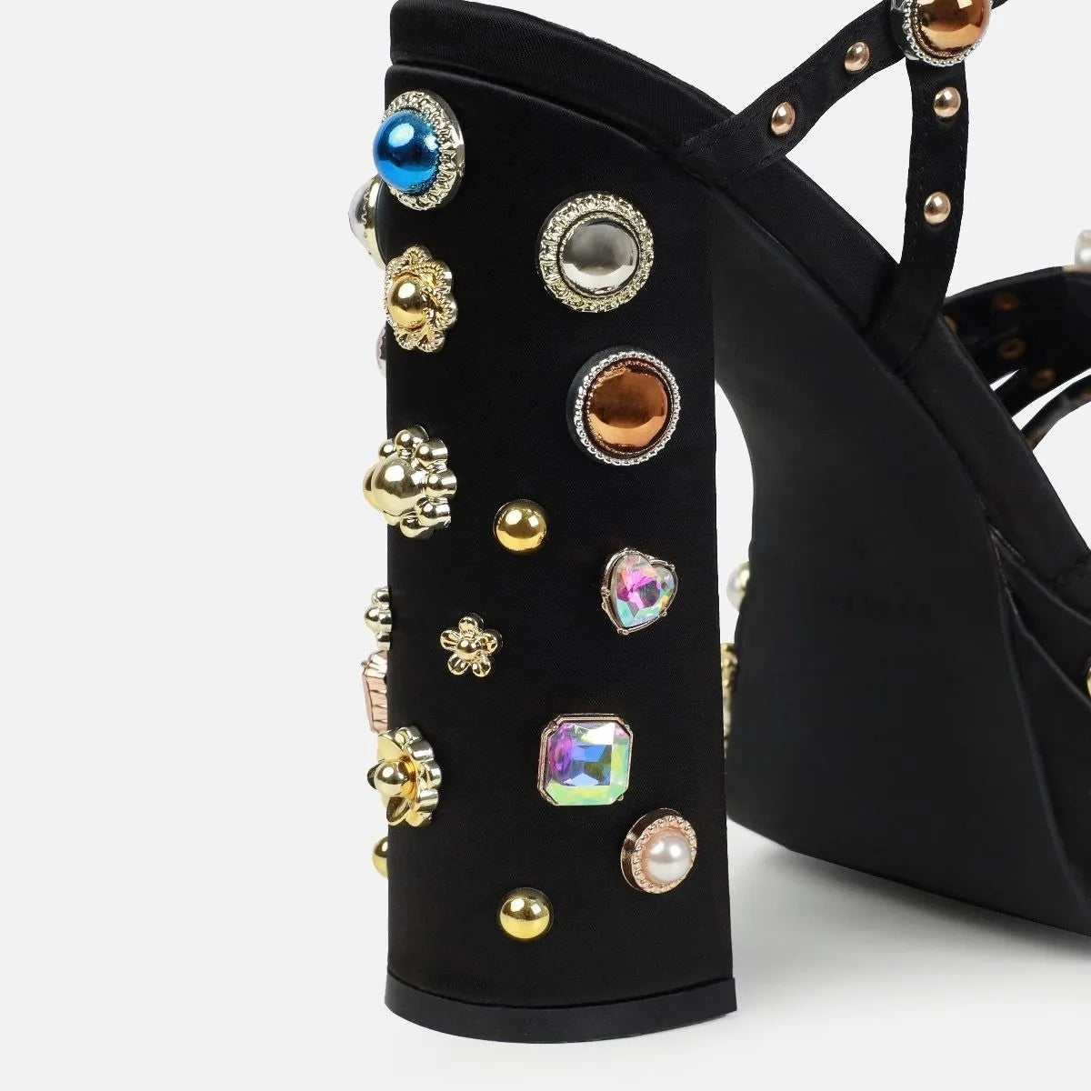 Rhinestone Open Toe Platform Sandals