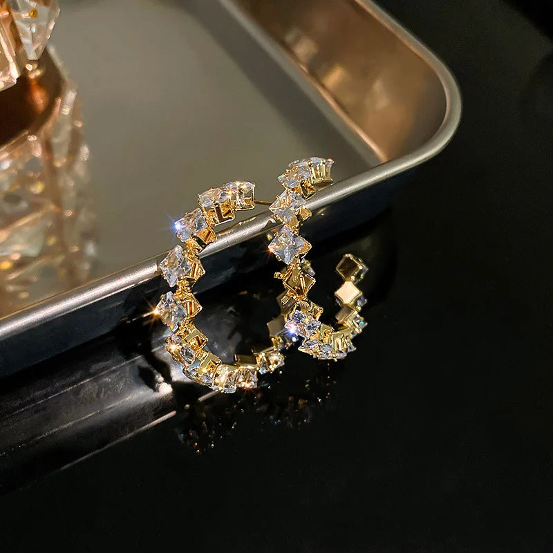 Zircon Crystal Hoop Earrings