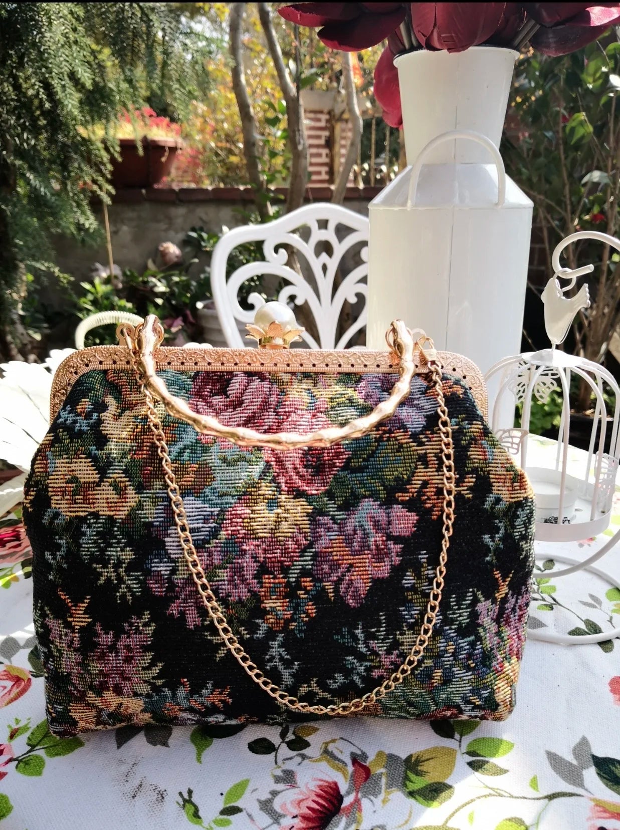 Baroque Floral Tapestry Clutch