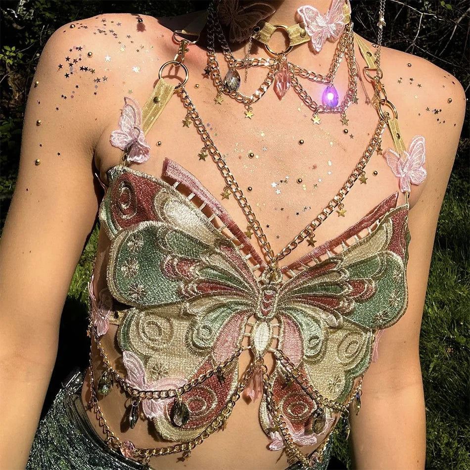 Embroidery Butterfly Top