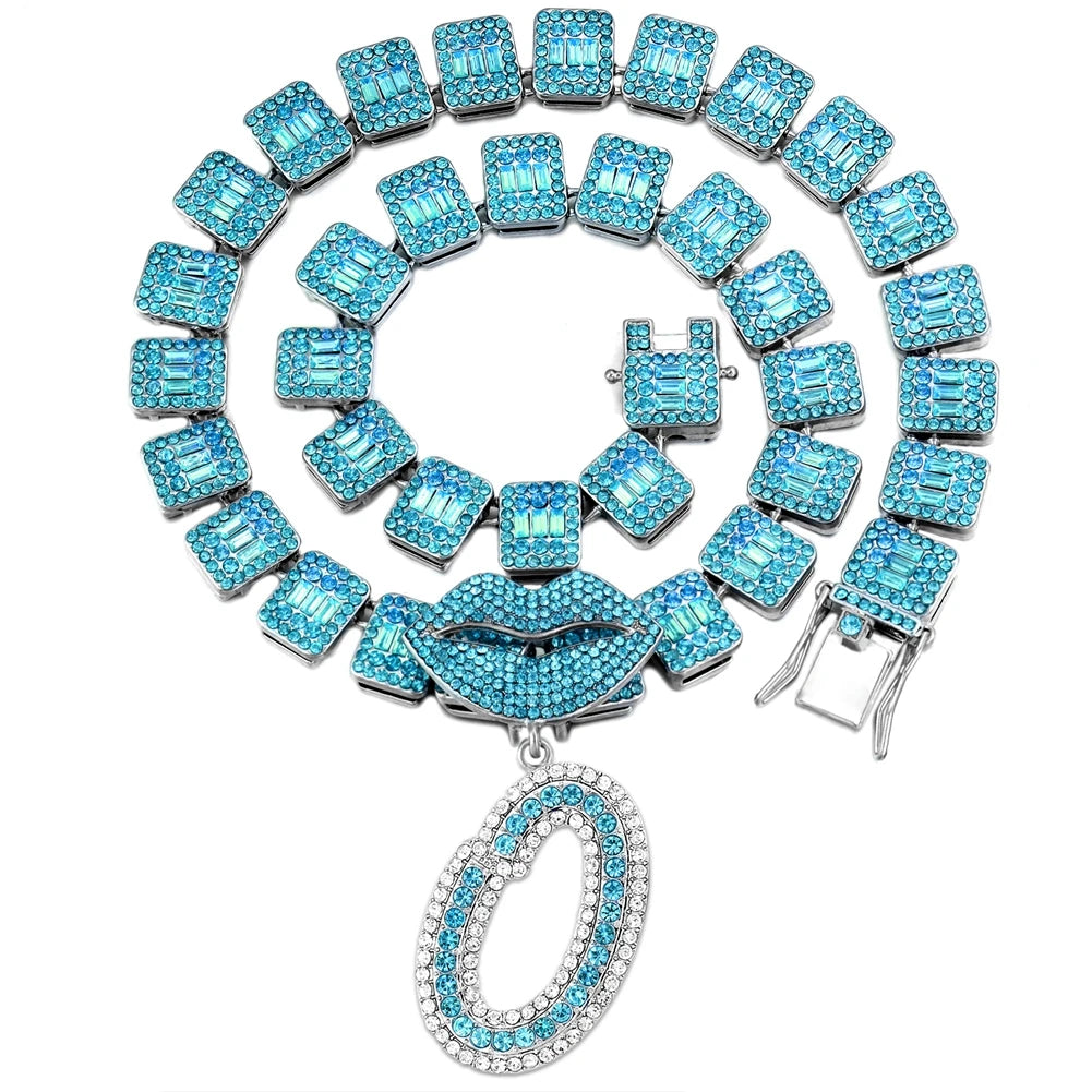 Ice Blue Cursive Initial Crystal Letter Necklace