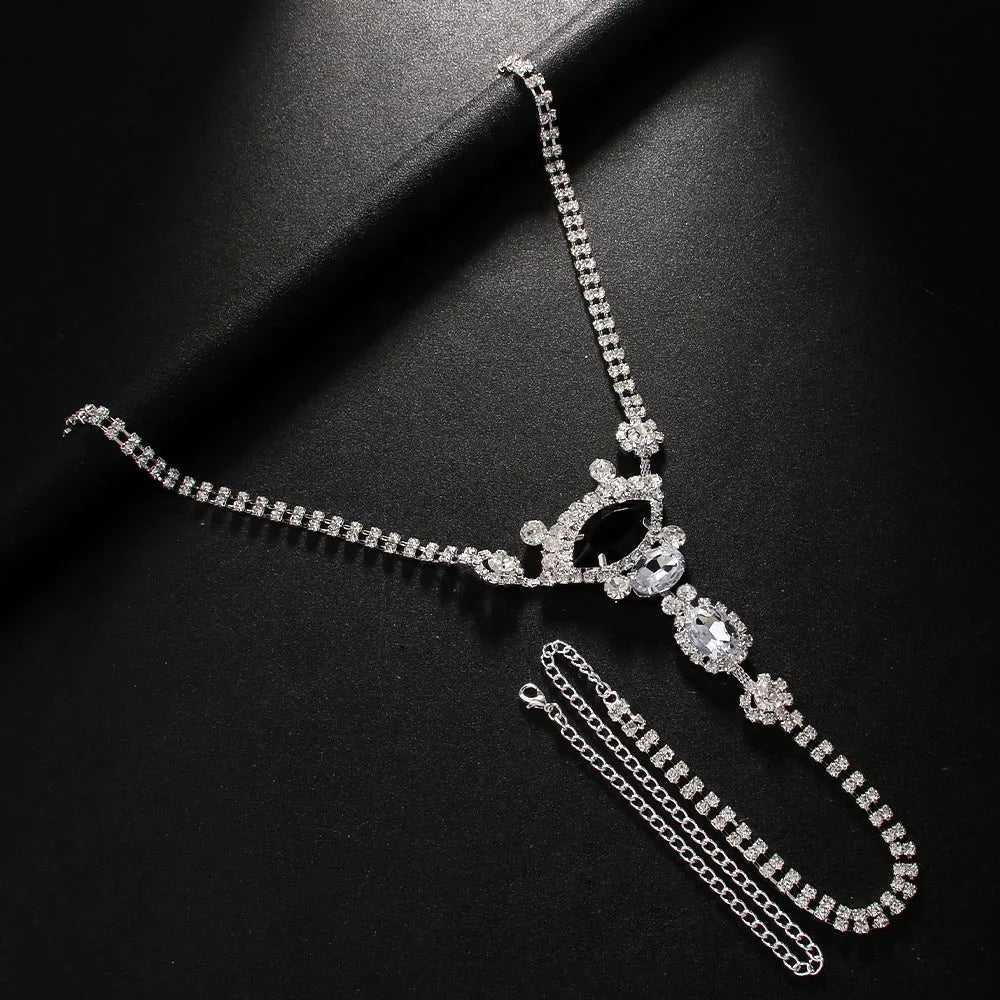 Devil's Eye Rhinestone Chain Thong