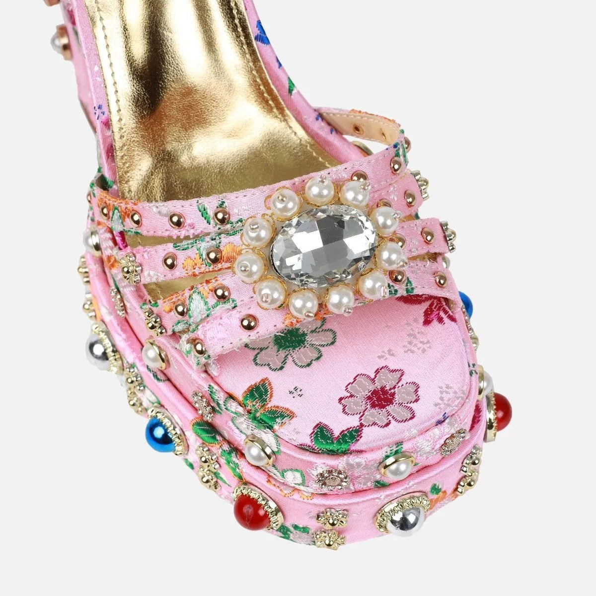 Rhinestone Open Toe Platform Sandals