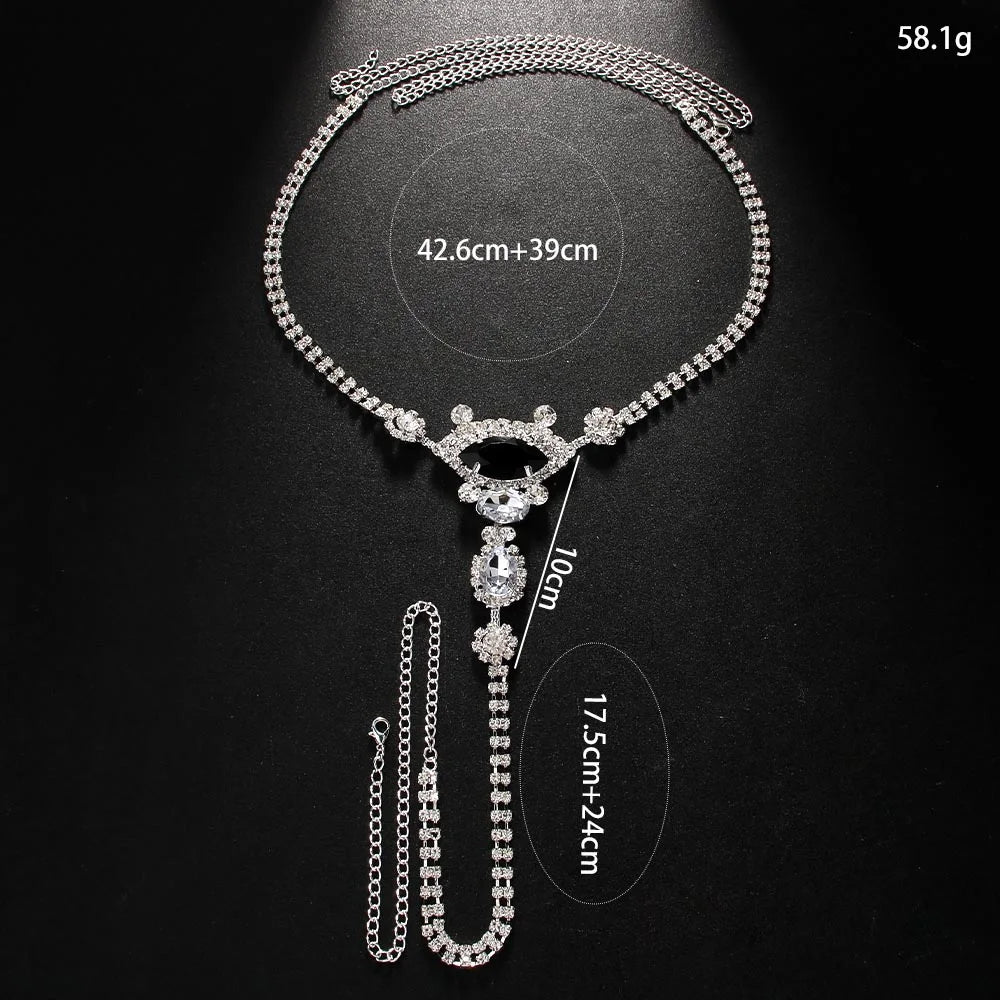 Devil's Eye Rhinestone Chain Thong