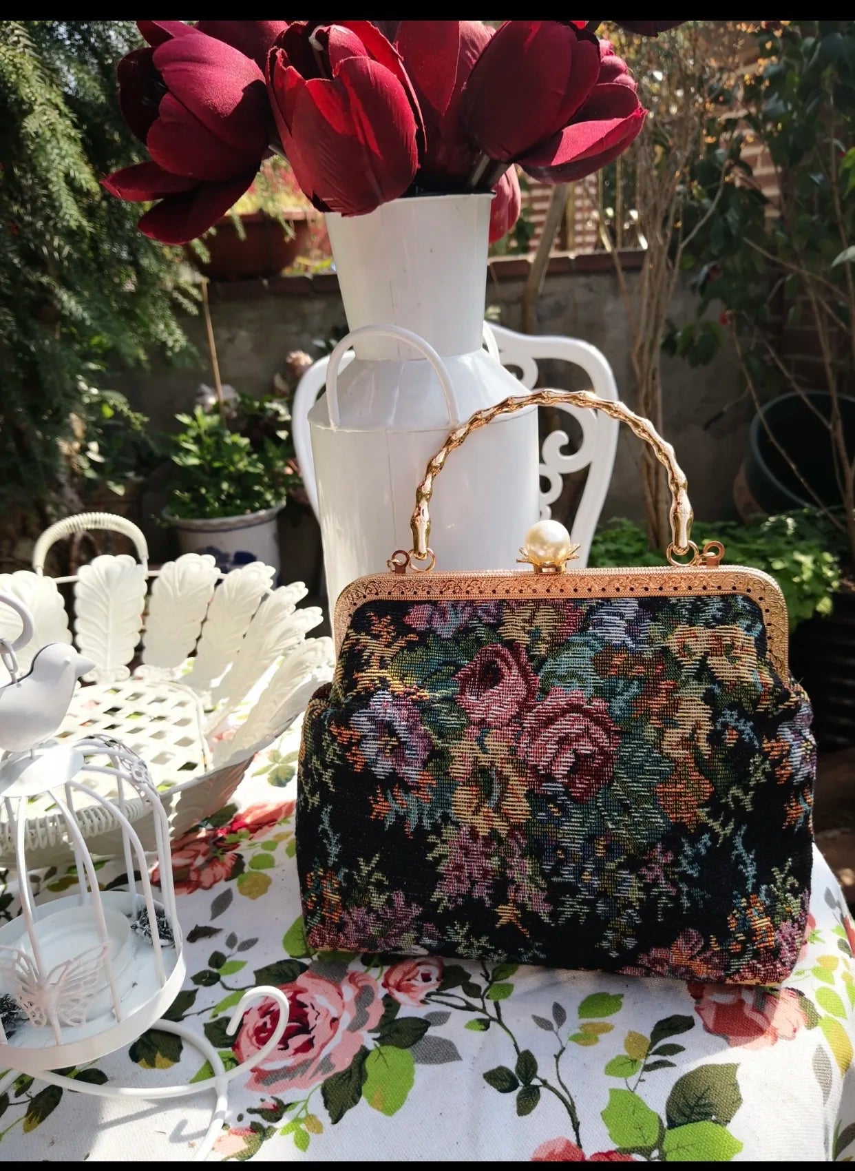 Baroque Floral Tapestry Clutch