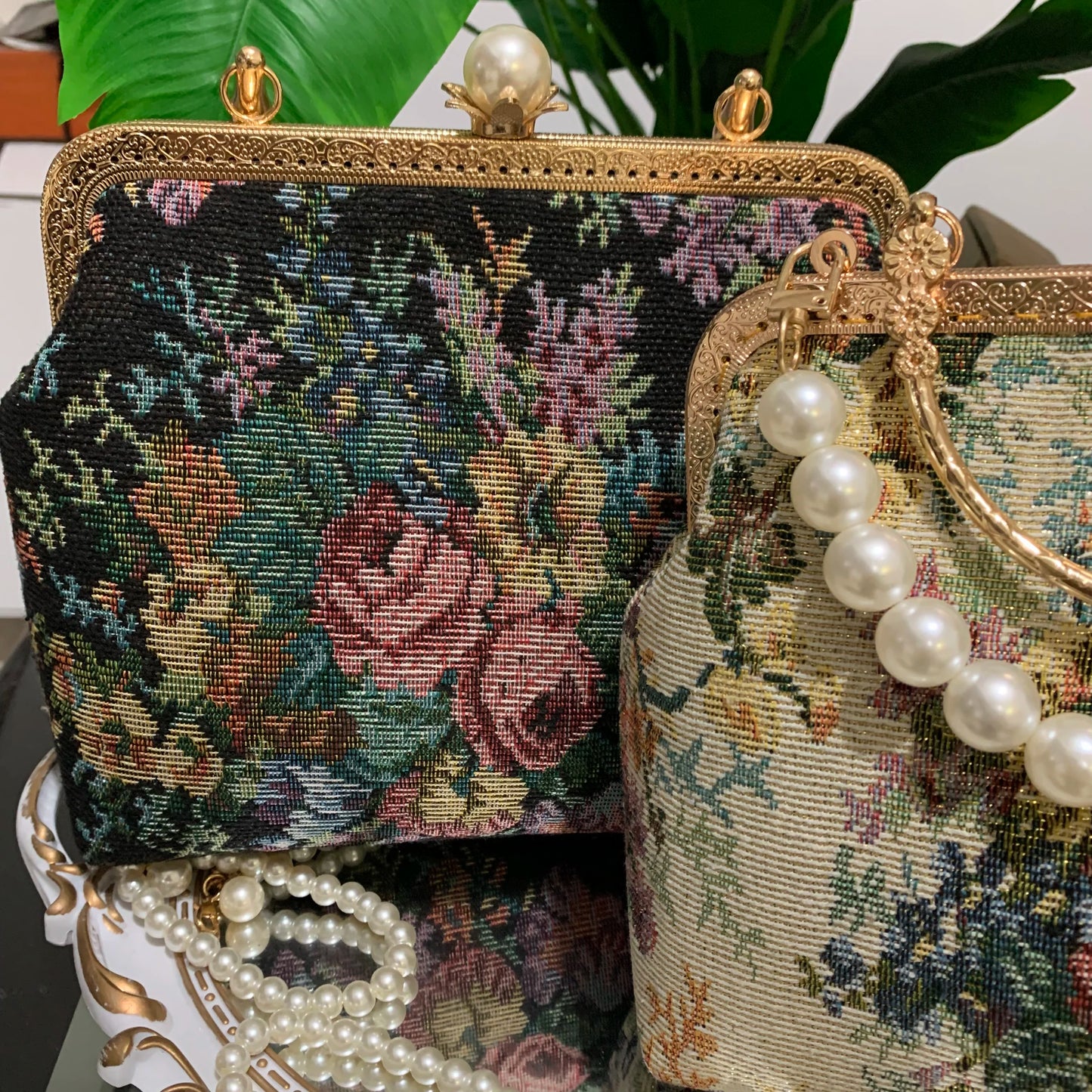 Baroque Floral Tapestry Clutch