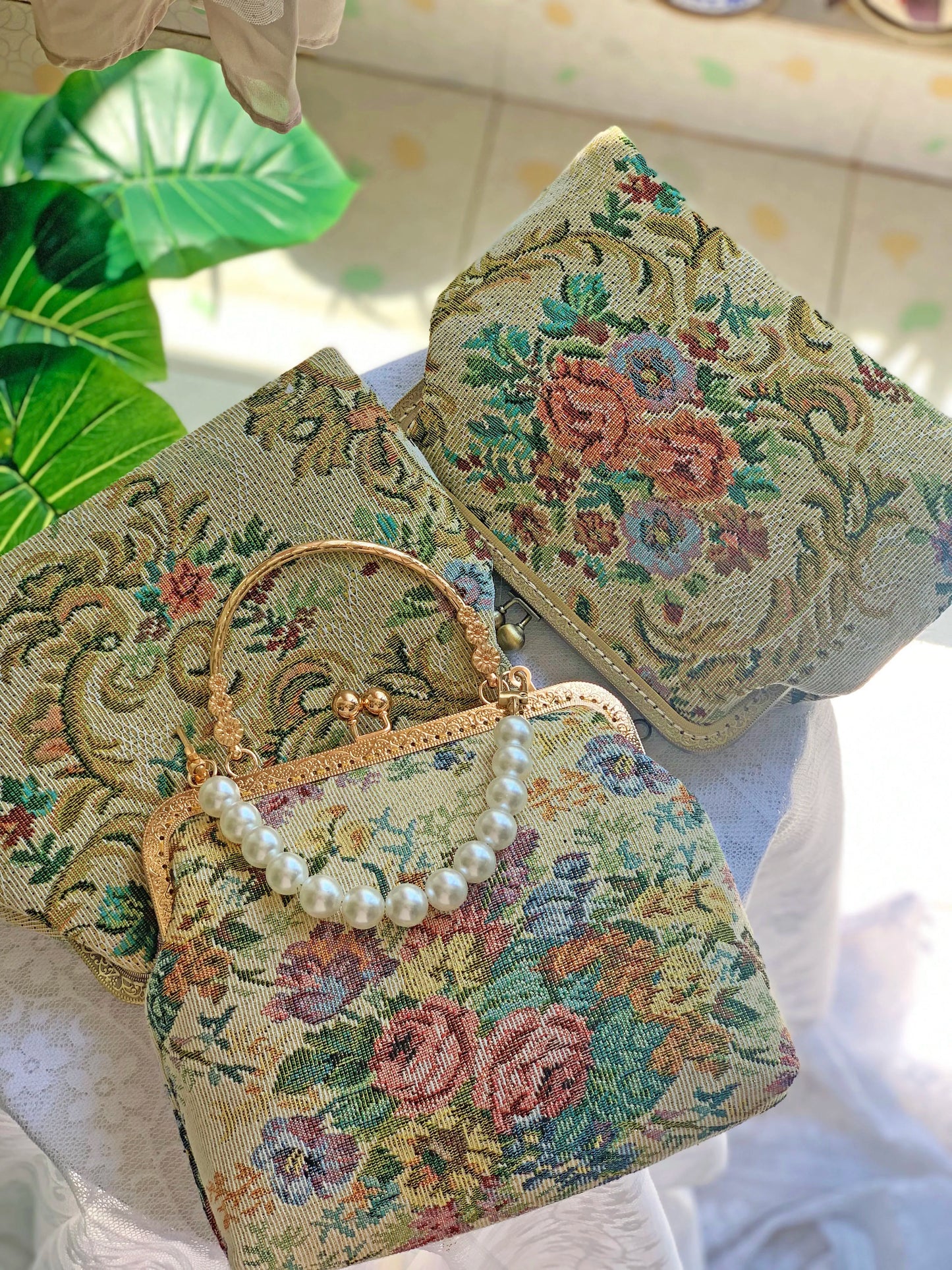 Baroque Floral Tapestry Clutch