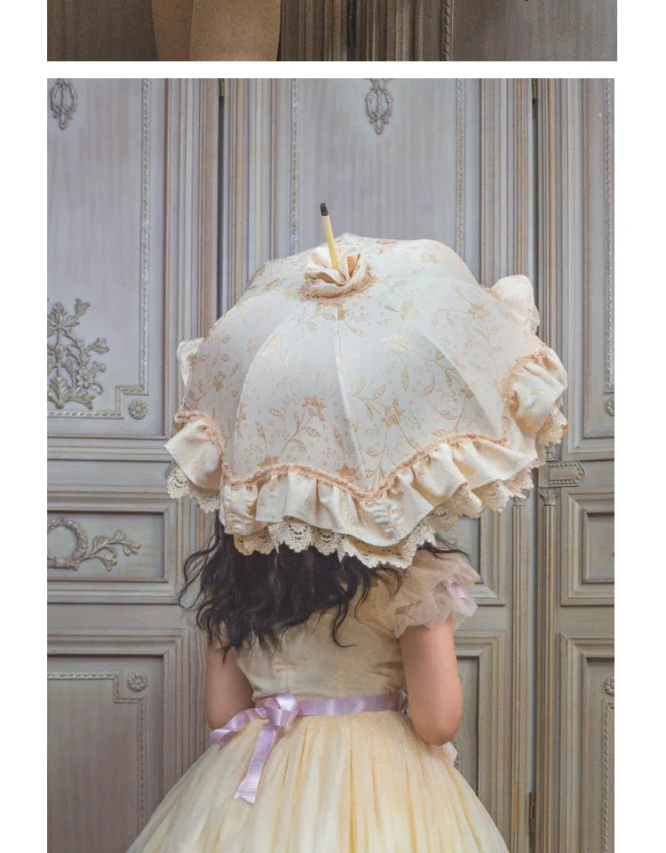 Homemade Satin Lace Long Handle Umbrella