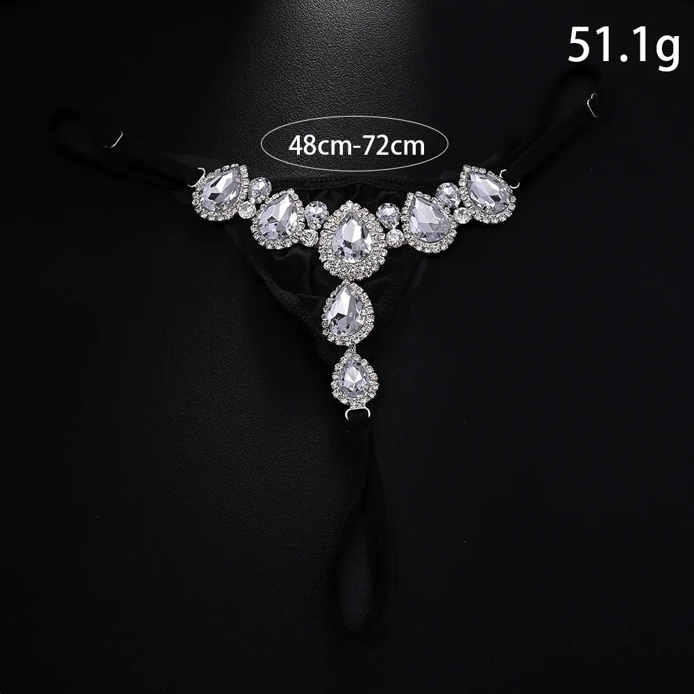 Teardrop Crystal Chain Thong