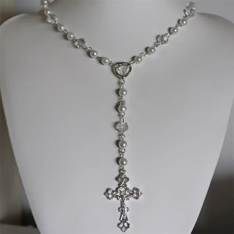 Crystal Beads Pearl Rosary