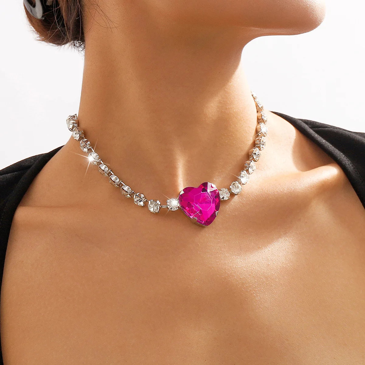 Heart Crystal Choker Necklace