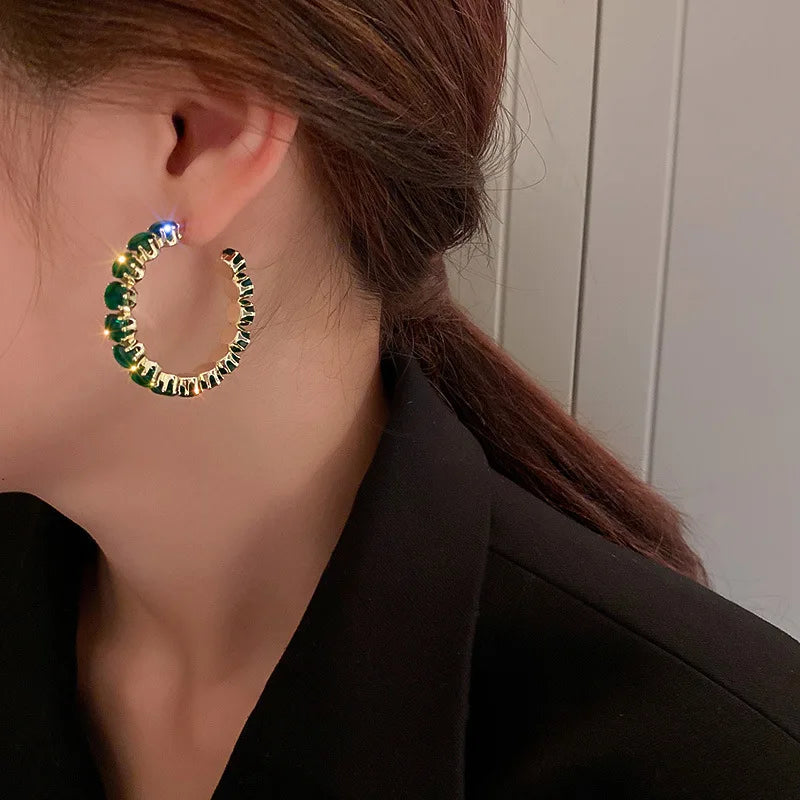 Zircon Crystal Hoop Earrings