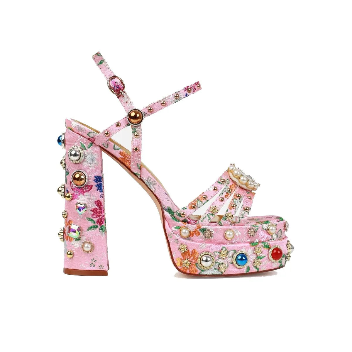 Rhinestone Open Toe Platform Sandals