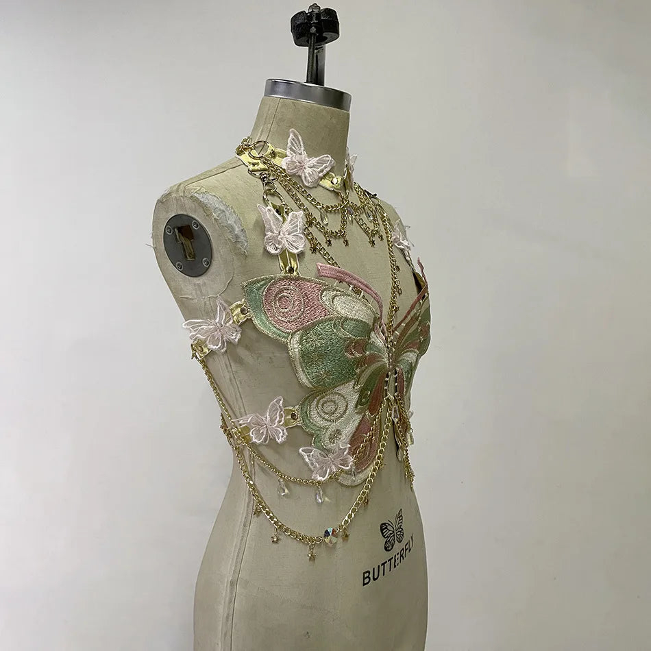 Embroidery Butterfly Top