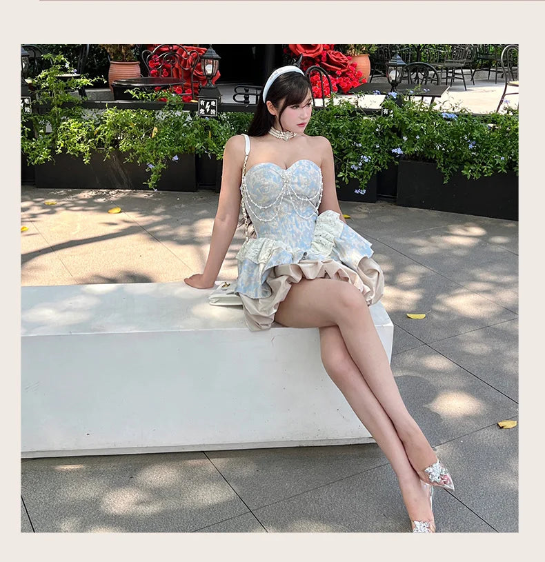 Jacquard Strapless Corset Dress