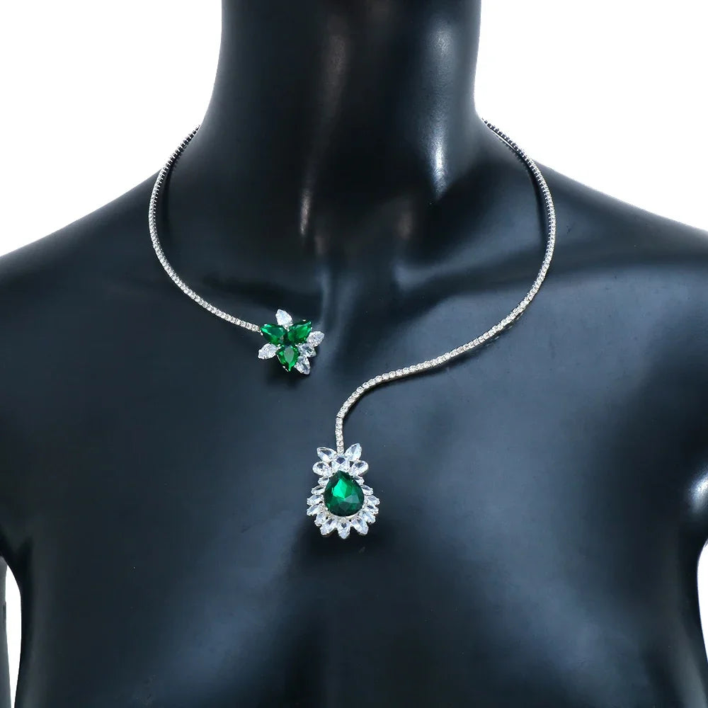 Emerald Crystal Cuff Collar Necklace