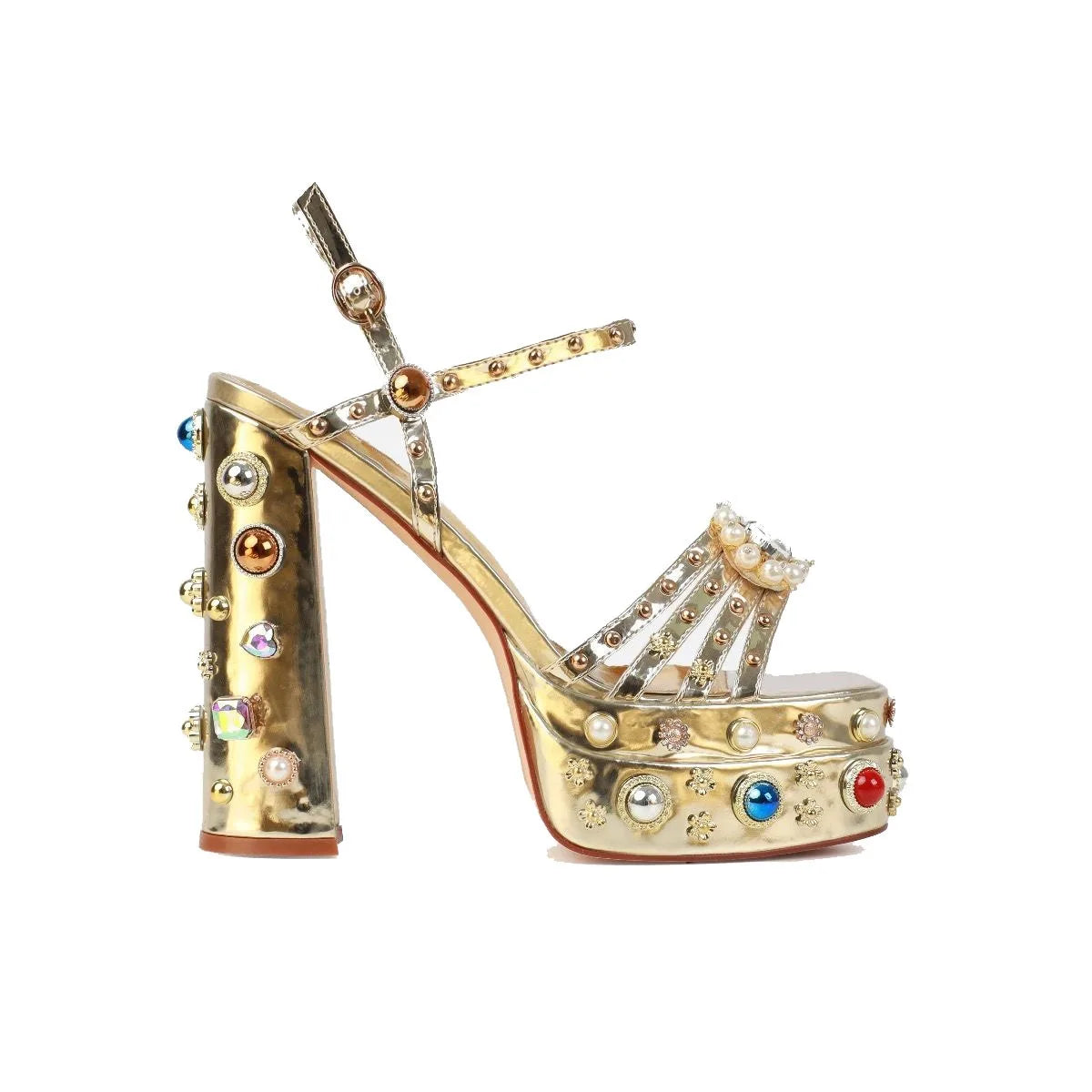 Rhinestone Open Toe Platform Sandals