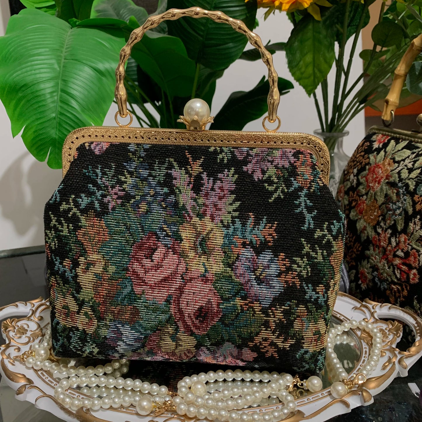 Baroque Floral Tapestry Clutch