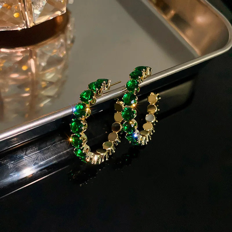 Zircon Crystal Hoop Earrings